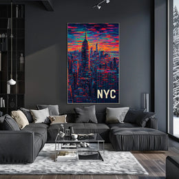 New York City Skyline Artwork Poster Modern Wall Art