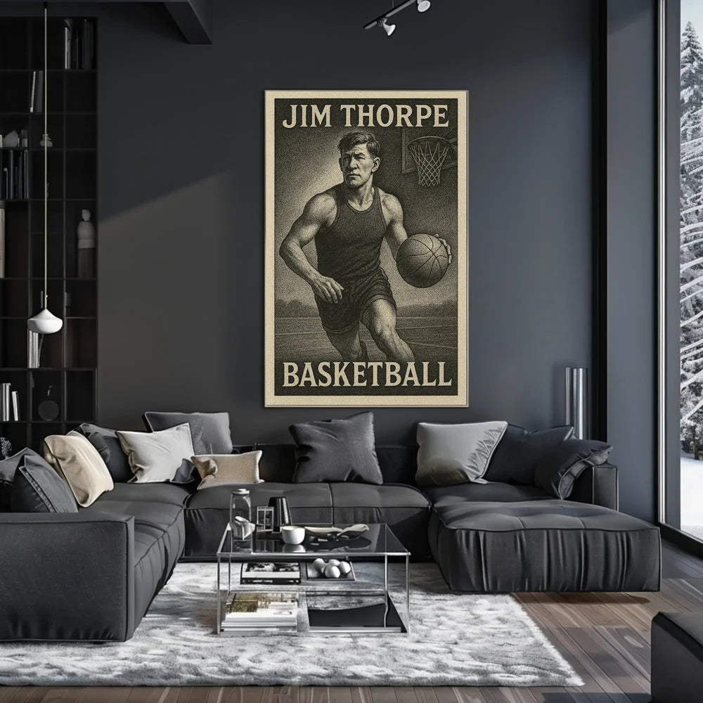 Jim Thorpe Basketball Heritage Art Poster