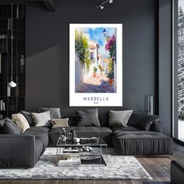 Marbella: A Picturesque Spanish Street Poster PosterGoat