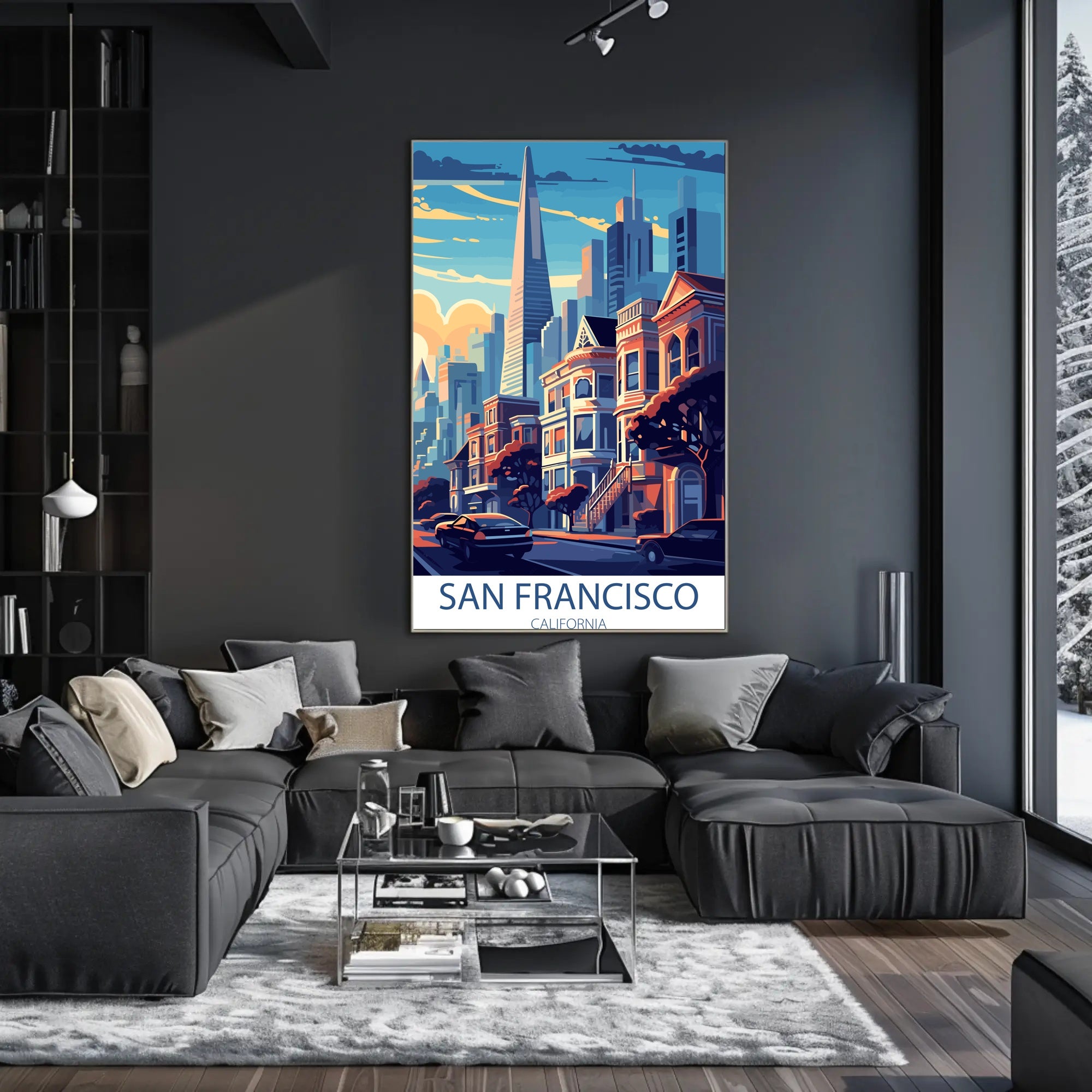 Vibrant San Francisco Urban Scene Cityscape Art Poster