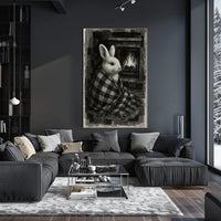 Cozy Bunny by the Fireplace Poster