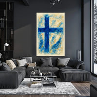 Abstract Blue Cross Abstract Poster