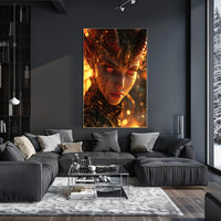 Mystical Warrior with Glowing Red Eyes Poster PosterGoat