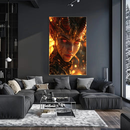 Mystical Warrior with Glowing Red Eyes Poster PosterGoat