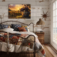 Serene Vineyard Sunset: Impressionistic Harvest Art Poster