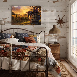 Serene Vineyard Sunset: Impressionistic Harvest Art Poster
