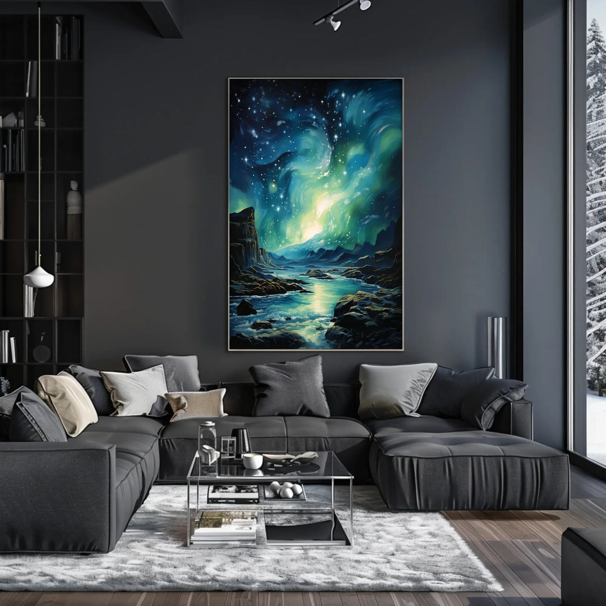 Aurora Borealis Northern Lights Landscape Artistic Poster
