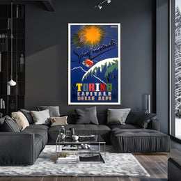 Winter Sports Adventure Travel Poster Turin Italy PosterGoat