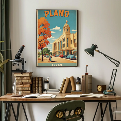 Plano Texas Vintage Travel Poster Artwork