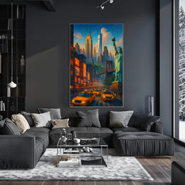 New York City Twilight Scene Poster For Bold Urban Decor