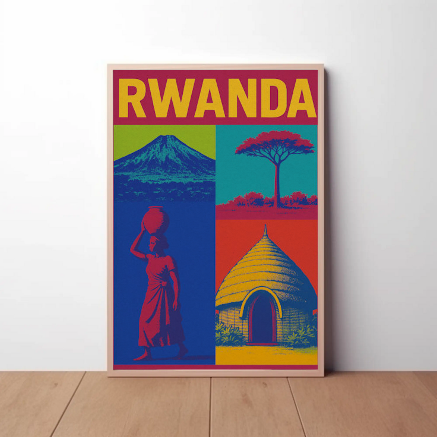 Rwanda Pop Art Iconic Scenes Poster Travel