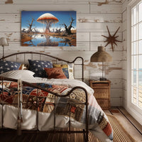 Surreal Mushroom Landscape in a Fantasy or Mythology Poster