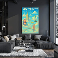 New York City Landmarks Skyline Poster Abstract Wall Art