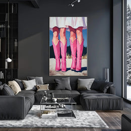 Pink Boots Wall Art Poster Vintage Feminine Print
