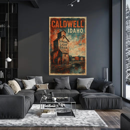 Caldwell Idaho Singal Light Grain Vintage Wanderlust Poster