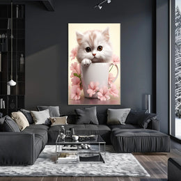 Kitten In A Cup Poster PosterGoat