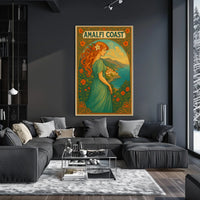 Amalfi Coast Art Nouveau Style Poster