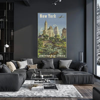 New York City Travel Adventure Poster Vintage Wall Art