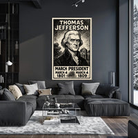Thomas Jefferson 3rd President of the United States B & W Comic Sketch Poster
