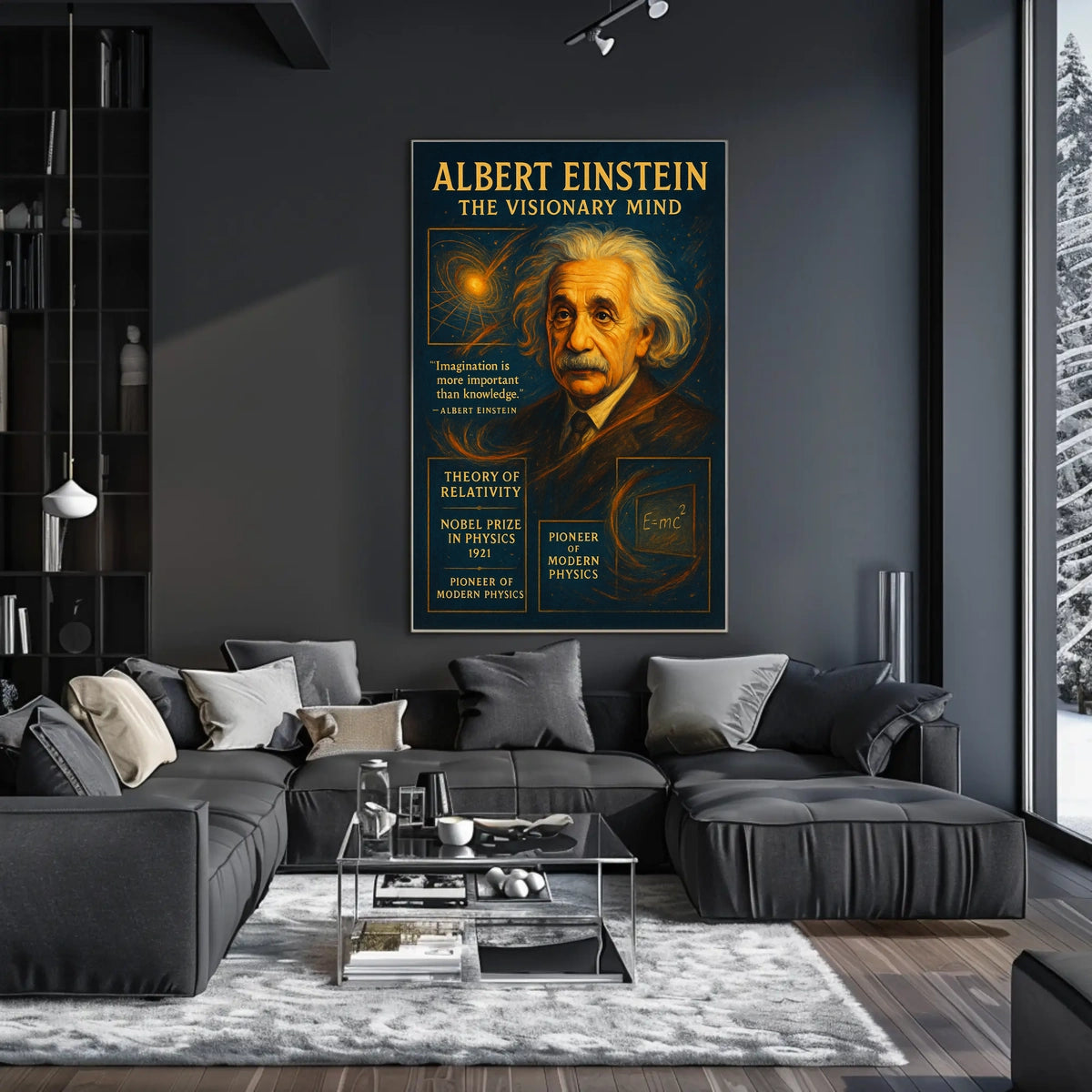 Albert Einstein Visionary Mind Vintage Art Poster