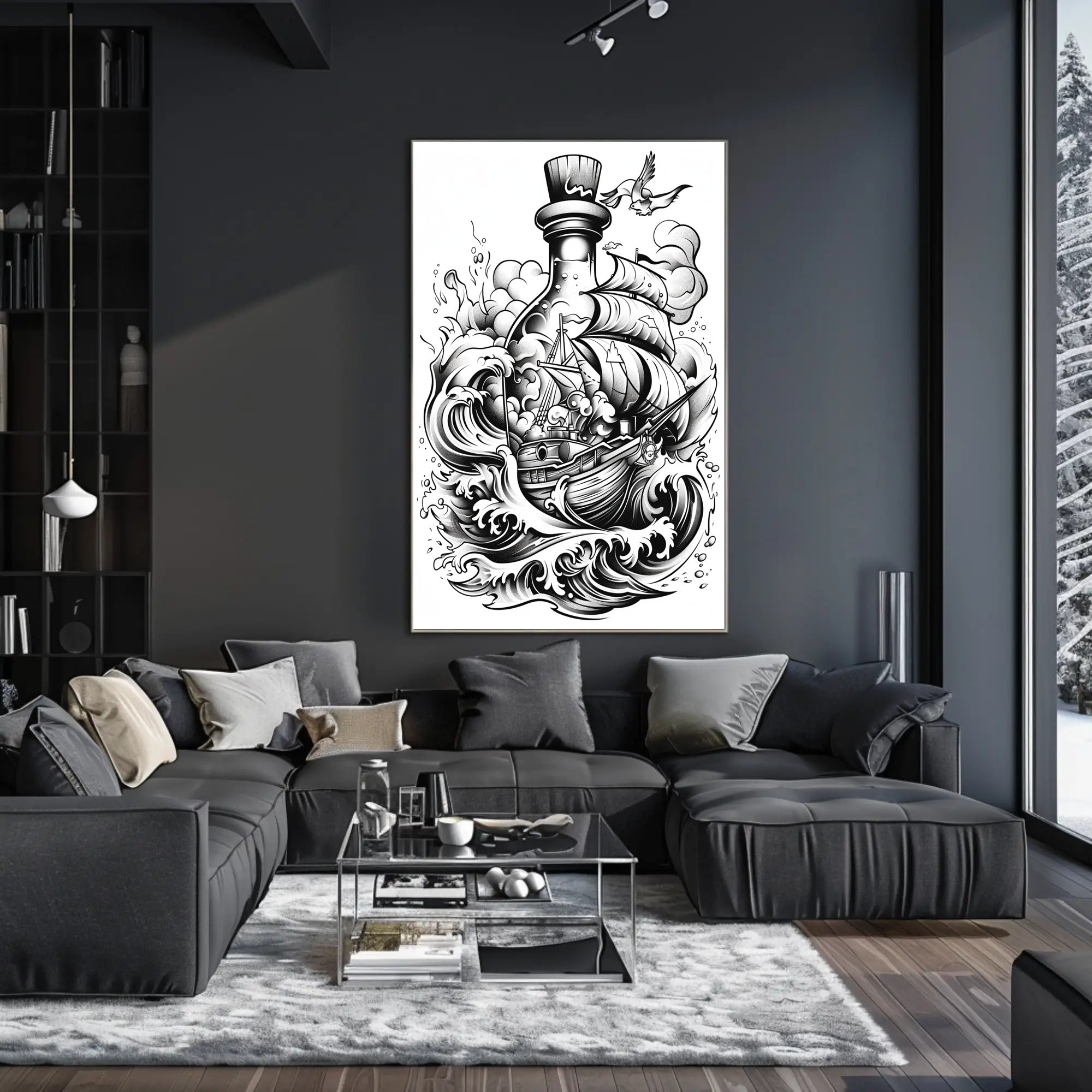 Ship In A Bottle Adventure Poster Home Decor Art Print PosterGoat