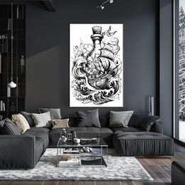 Ship In A Bottle Adventure Poster Home Decor Art Print PosterGoat