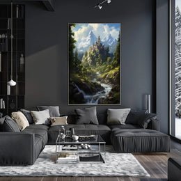 Enchanted Mountain Castle Poster PosterGoat