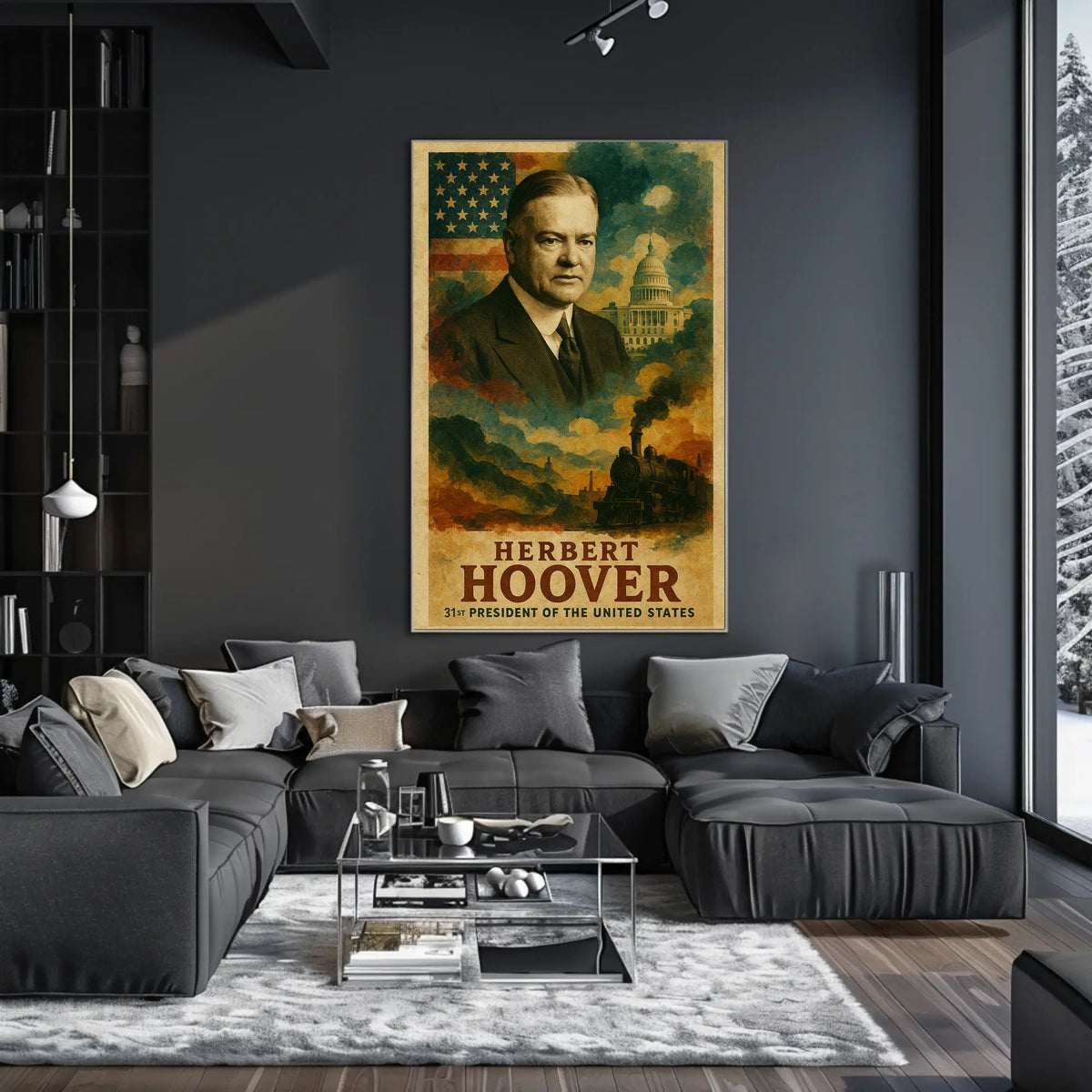 Herbert Hoover 31st President of the United States Layered Digital Collage Poster