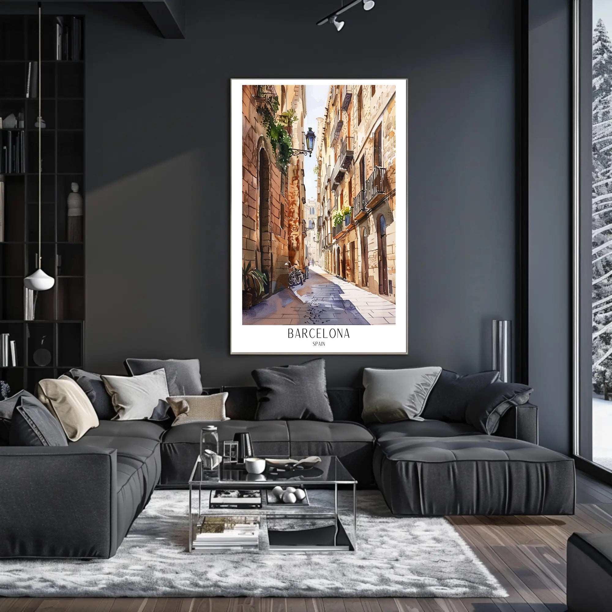 Barcelona Street Watercolor Art Poster PosterGoat