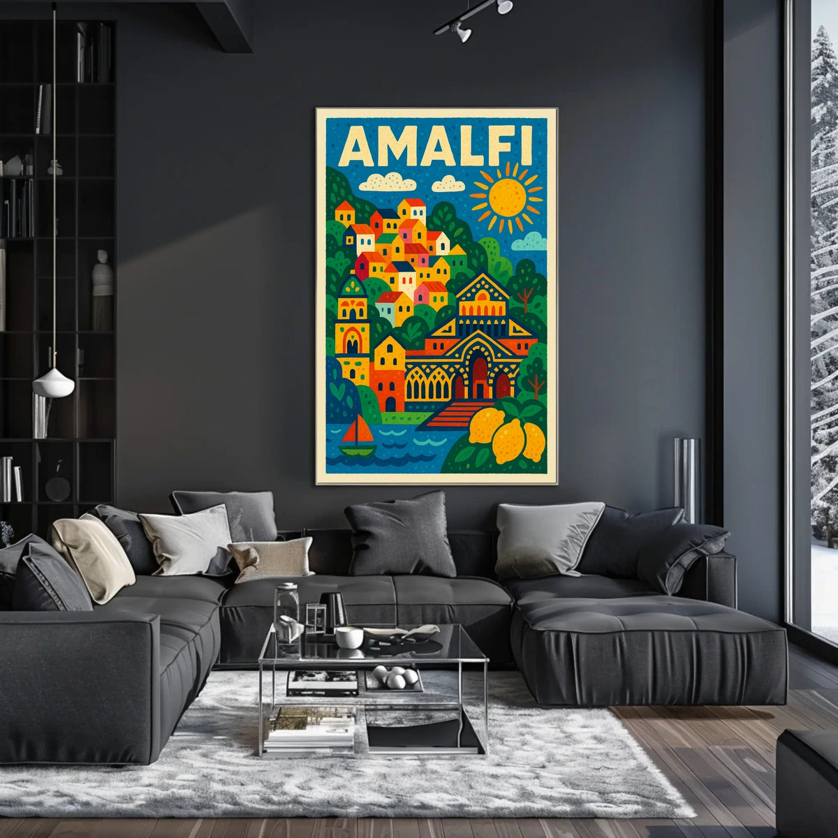 Amalfi Coast Illustration Poster