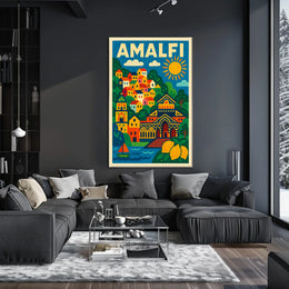Amalfi Coast Illustration Poster