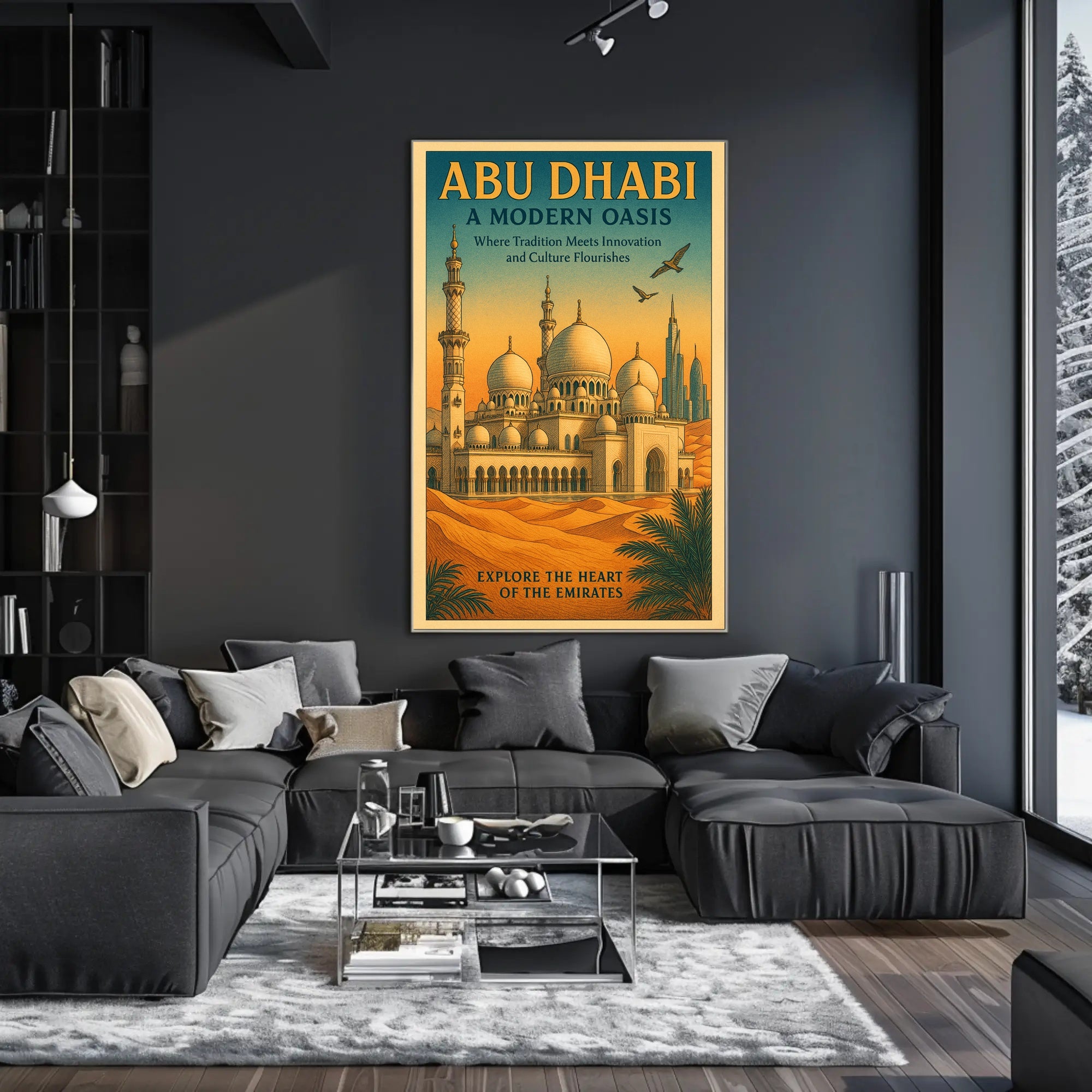 Abu Dhabi Modern Oasis Travel Poster