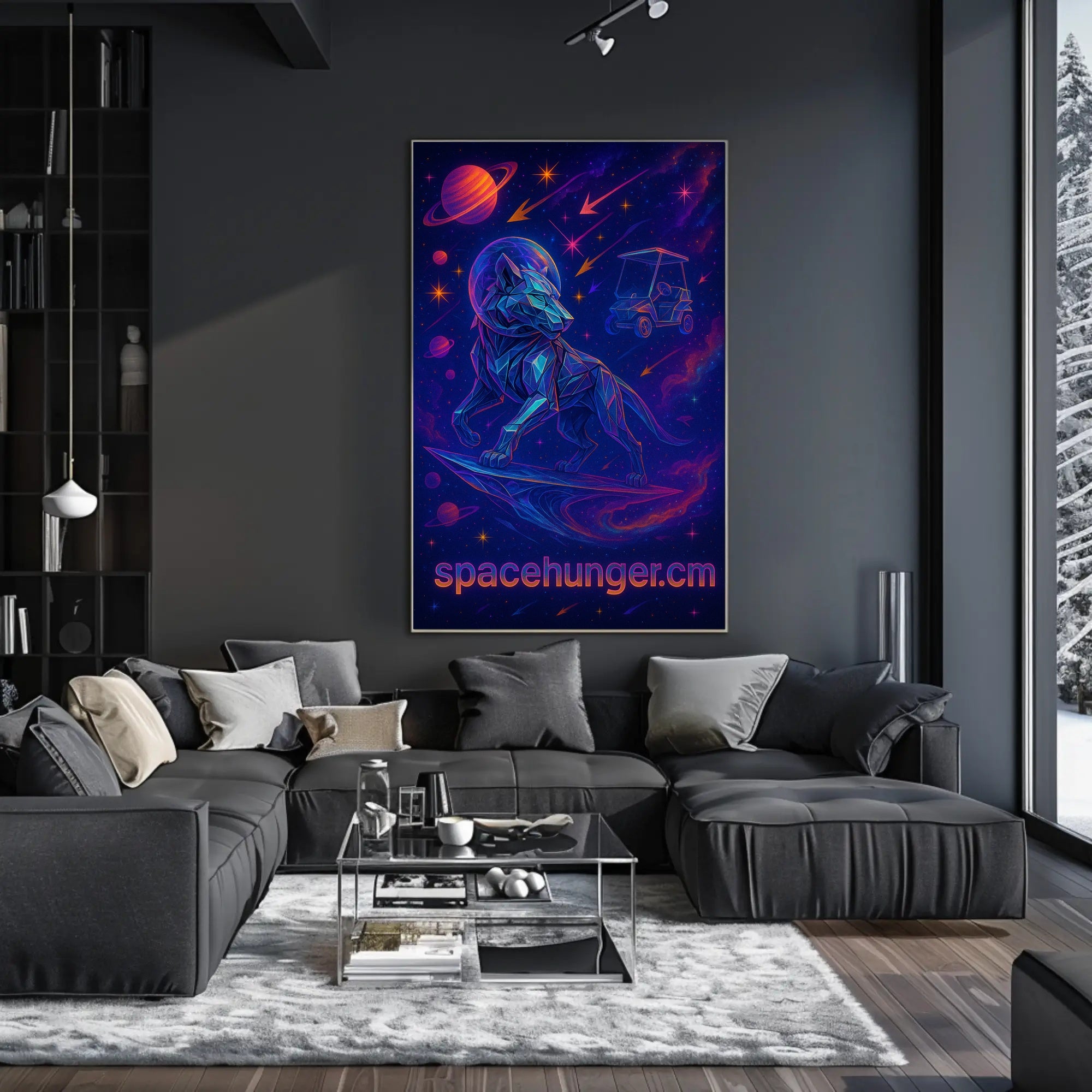 Futuristic Lion in Space Sci-Fi Poster