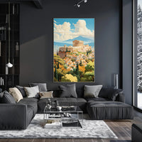 Ancient Athens Acropolis Vintage Art Travel Poster