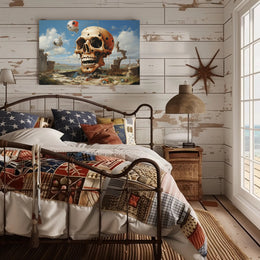 Eerie Skull Landscape Under A Futuristic Sci-Fi Poster