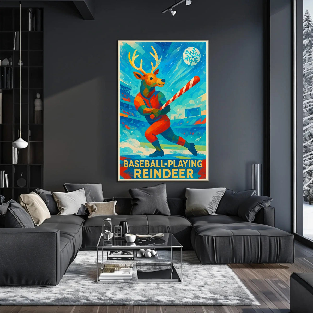Baseball-Playing Reindeer Poster