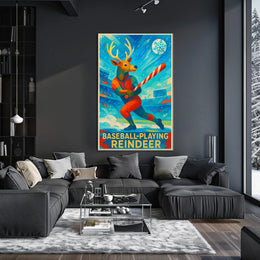 Baseball-Playing Reindeer Poster