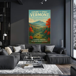 Vermont Travel Poster Vintage Scenic Wall Art