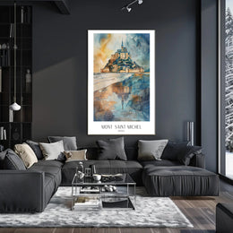 Mont Saint-Michel Watercolor Art: Travel Poster PosterGoat
