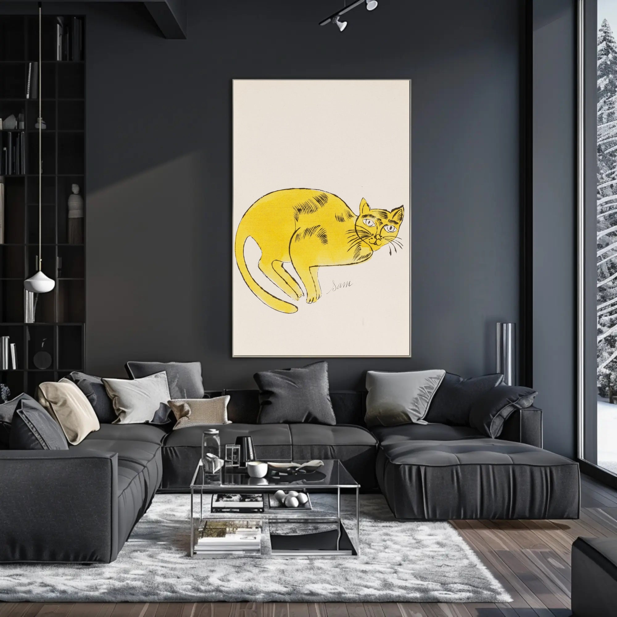 Yellow Cat Poster Whimsical Wall Art Print