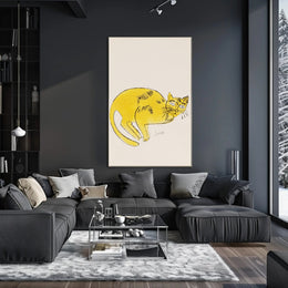 Yellow Cat Poster Whimsical Wall Art Print