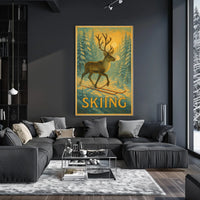 Skiing Reindeer Adventure Poster