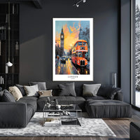 London's Urban Charm: Big Ben & Bus Cityscape Poster PosterGoat
