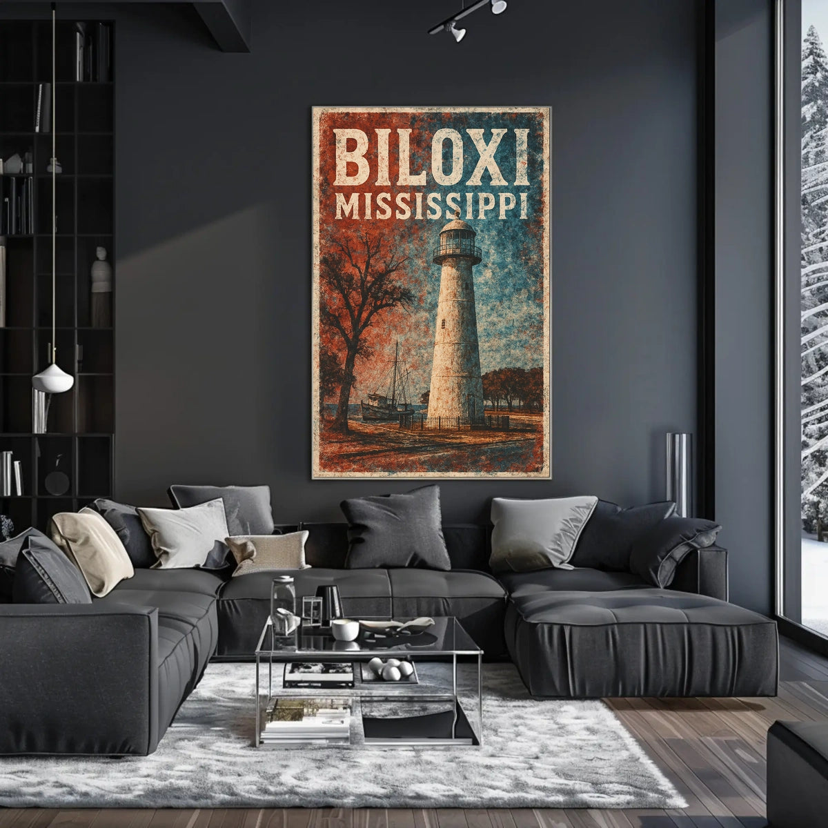 Biloxi Lighthouse Coastal Decor Photography Realism Poster