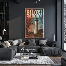Biloxi Lighthouse Coastal Decor Photography Realism Poster