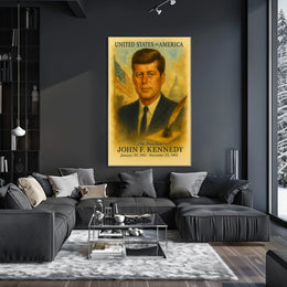 John F. Kennedy 35th President of the United States Vintage Watercolor Poster