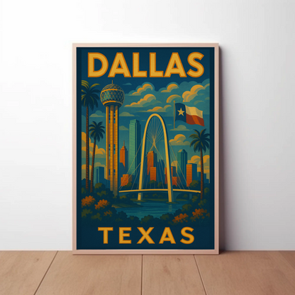 Dallas Texas Skyline Bridge Travel Poster
