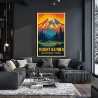Mount Rainier Wanderer Vintage Travel Poster