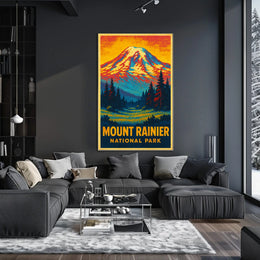 Mount Rainier Wanderer Vintage Travel Poster