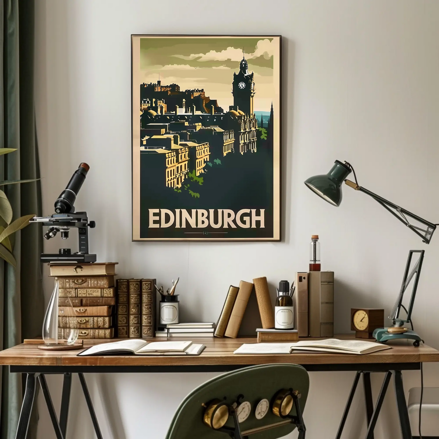 Edinburgh, Scotland Vintage Style Poster